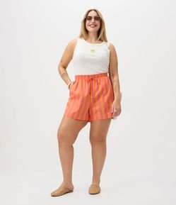 Short em Algodão Listrado Bicolor Curve & Plus Size