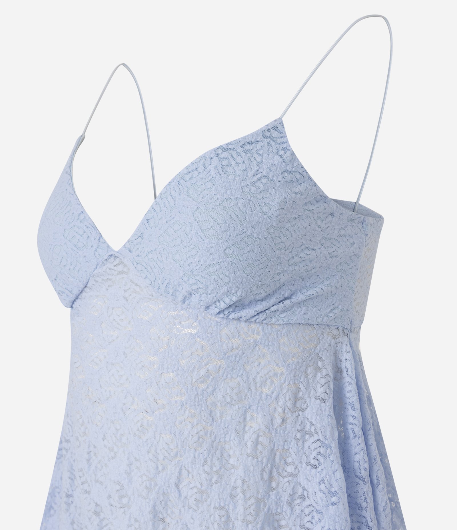 Blusa de Alcinha em Renda com Barra Assimétrica com Pontas Azul 2