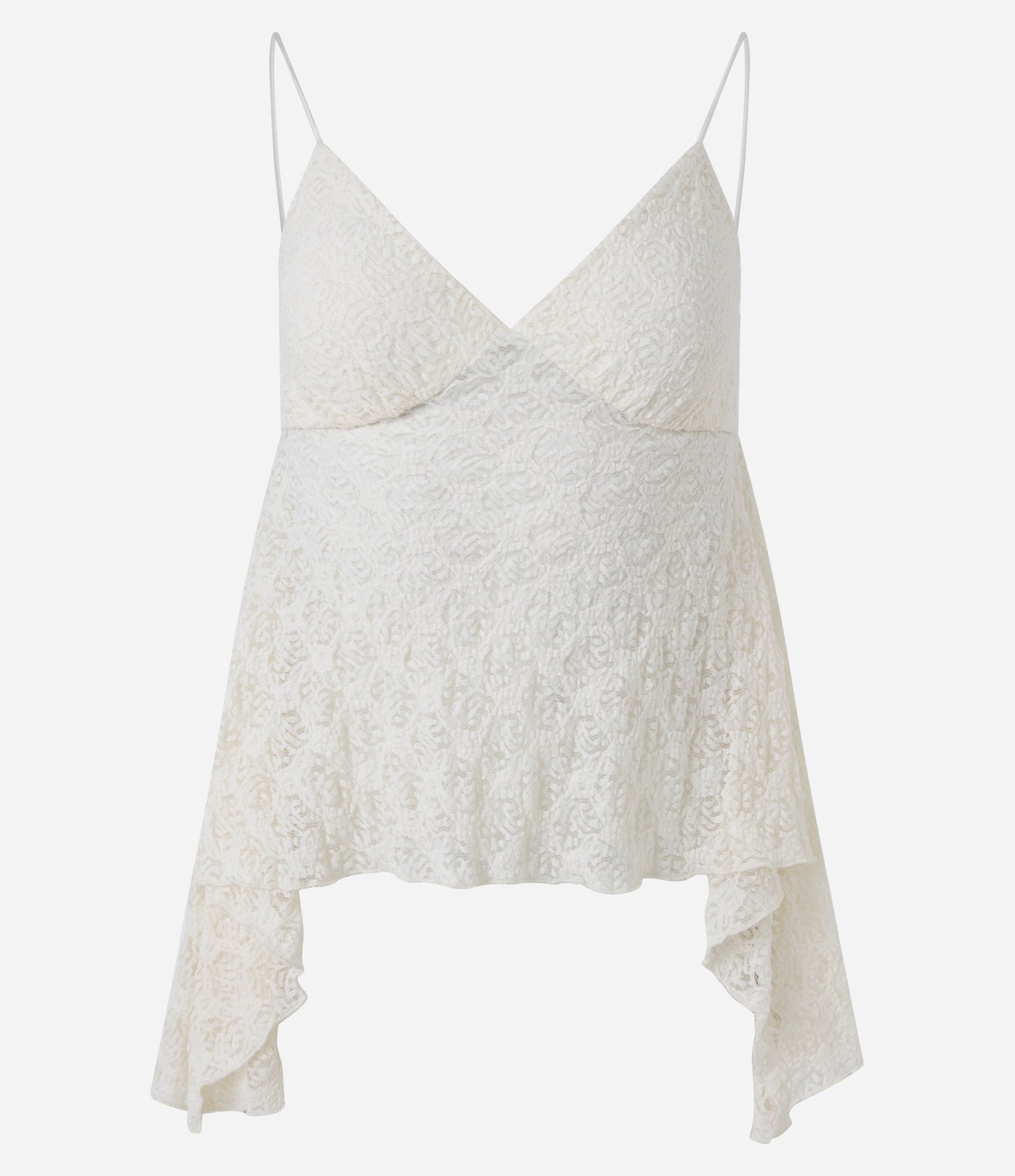 Blusa de Alcinha em Renda com Barra Assimétrica com Pontas Off White 5
