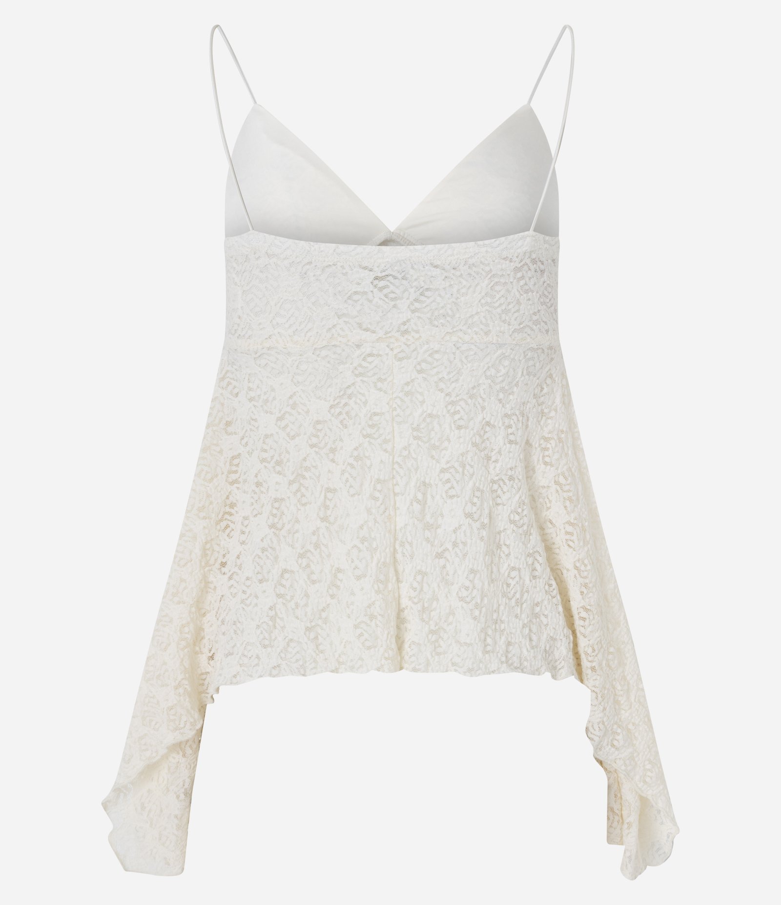 Blusa de Alcinha em Renda com Barra Assimétrica com Pontas Off White 7