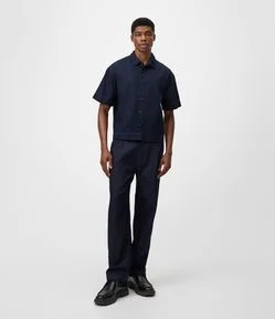 Calça Reta Jeans Semi Alfaiatada