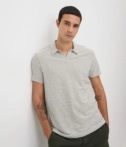 Camiseta Polo com Estampa Listrada