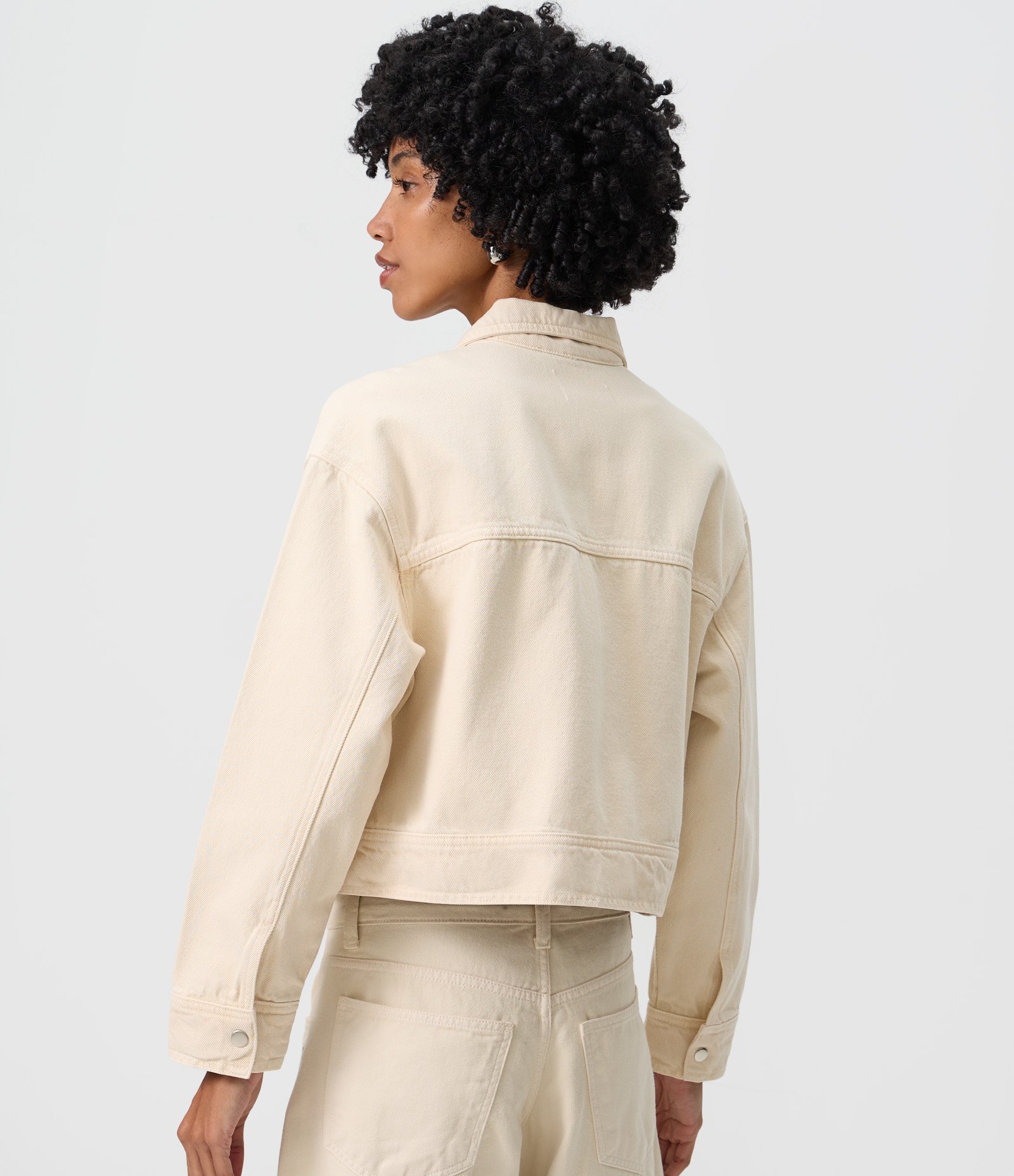 Jaqueta em Sarja com Tachas de Estrela e Gola Alta Off White 5