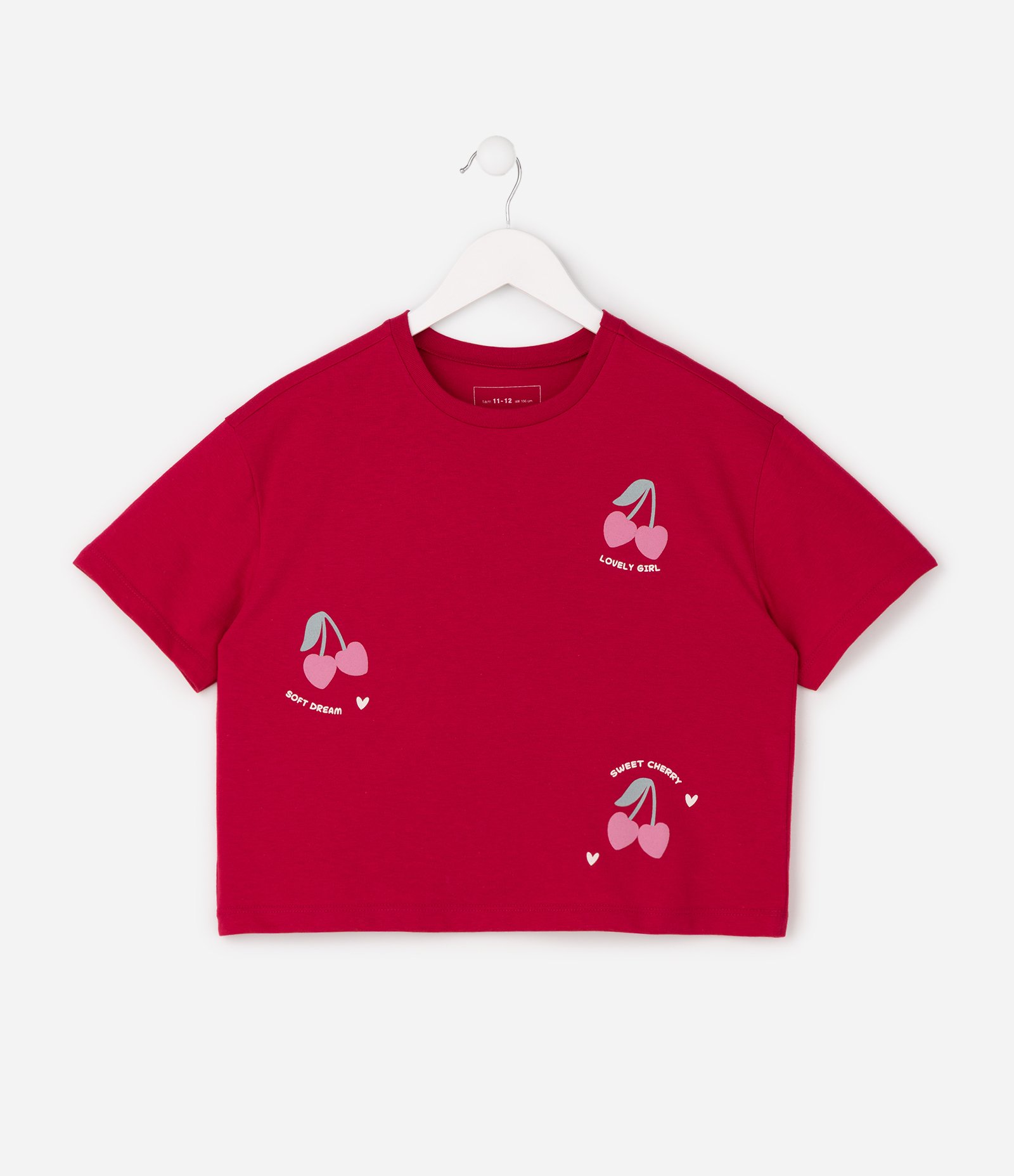 Camiseta Infantil Em Algodão Cerejinhas - Tam 5 a 16 Anos Vermelho 7