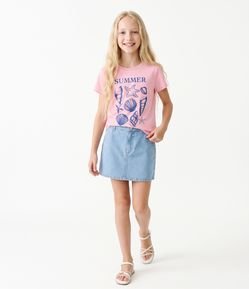 Camiseta Infantil Em Algodão Summer Praiana - Tam 5 a 16 Anos
