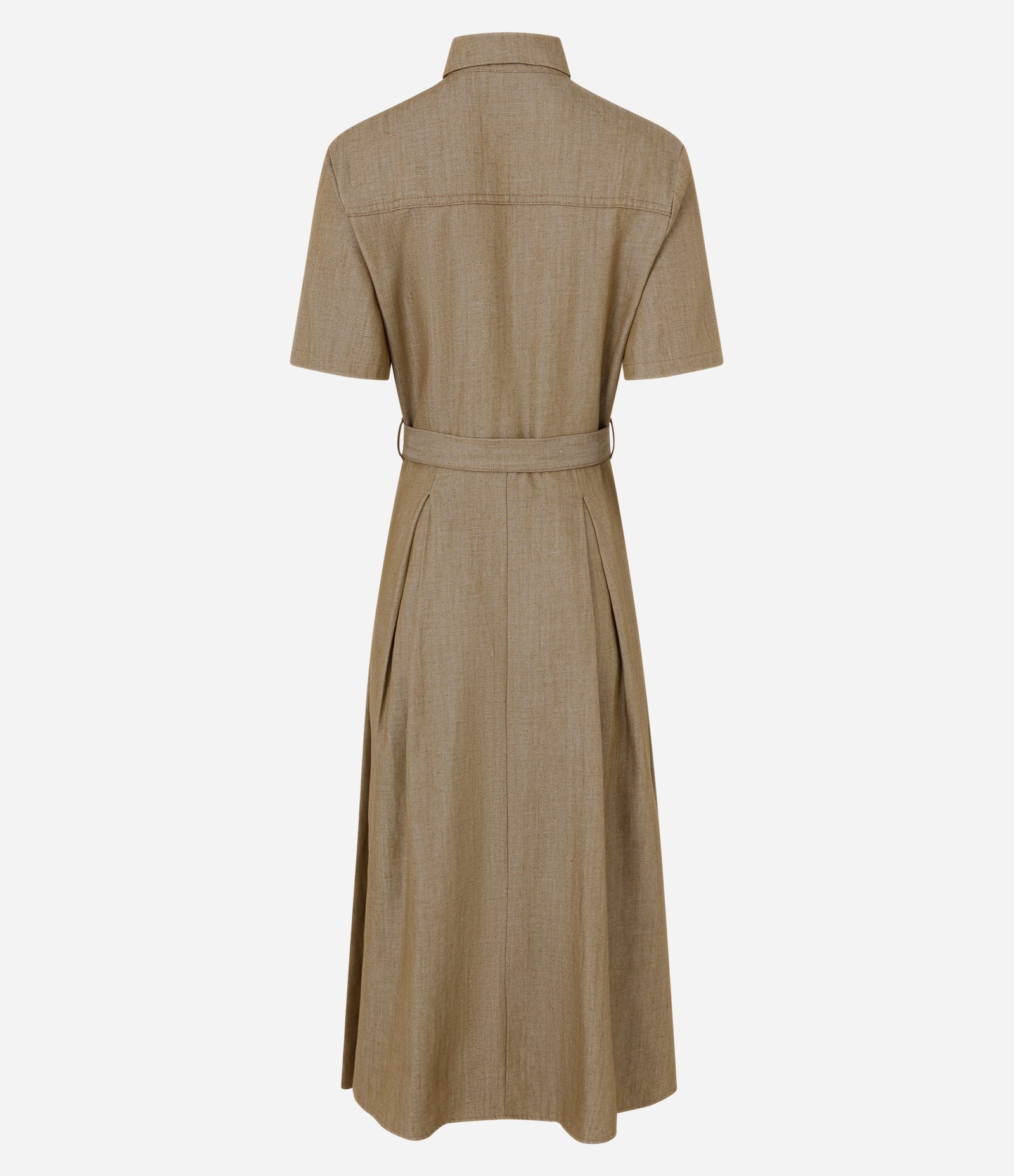 Vestido Midi em Jeans com Faixa na Cintura Bege 6