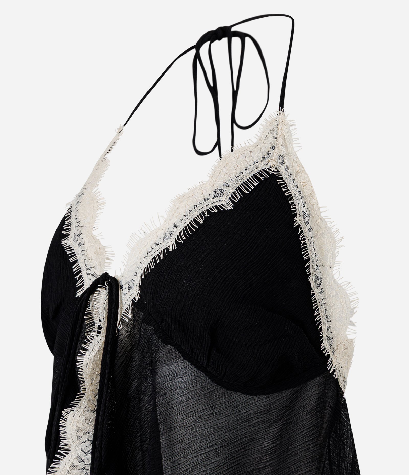 Blusa de Alcinha em Viscose com Renda e Decote V Preto 6