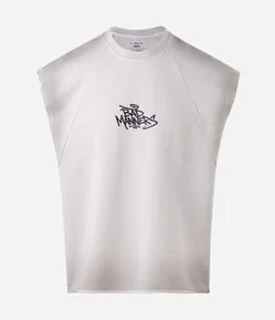Regata Boxy em Moletinho com Lettering Bad Manners