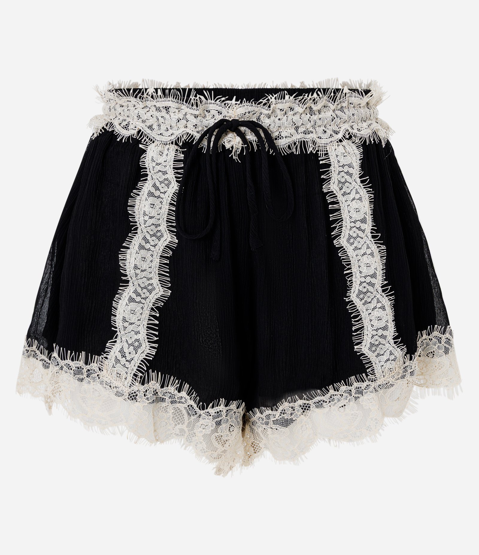 Short Reto em Viscose com Renda Contrastante Preto 5