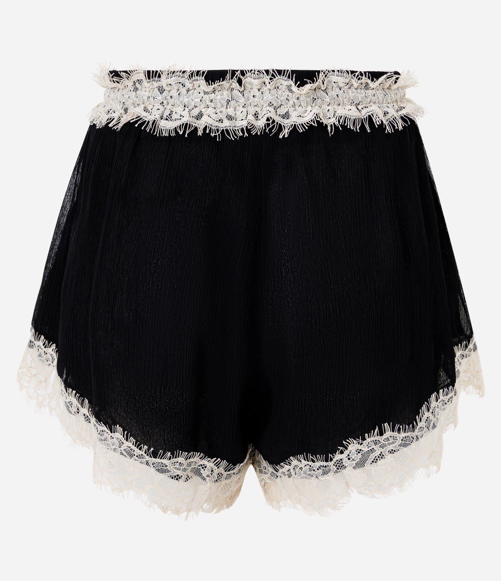 Short Reto em Viscose com Renda Contrastante Preto 7