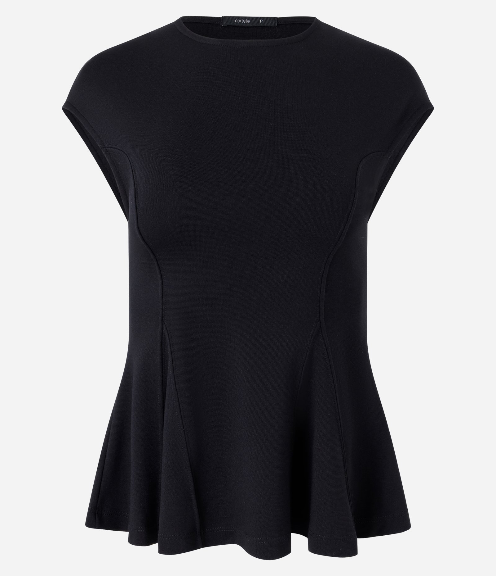 Blusa Peplum em Viscose com Recortes Estruturados Preto 5