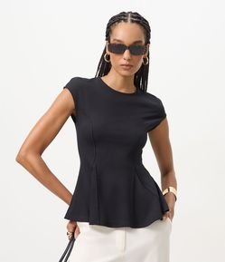 Blusa Peplum em Viscose com Recortes Estruturados