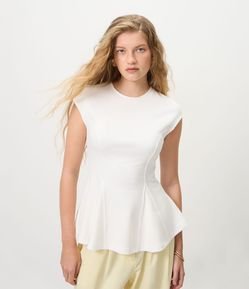 Blusa Peplum em Viscose com Recortes Estruturados