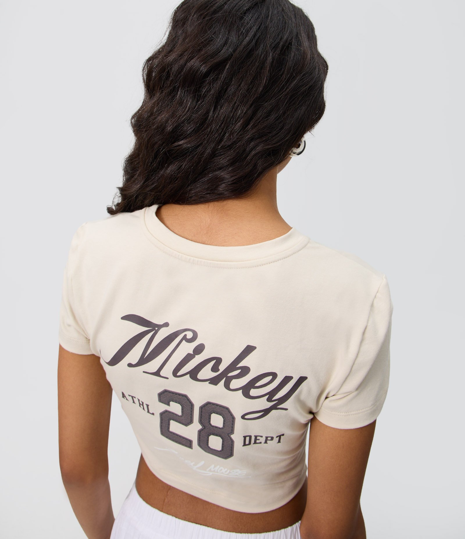 Camiseta em Algodão com Estampa Mickey Mouse com Relevo Off White 5