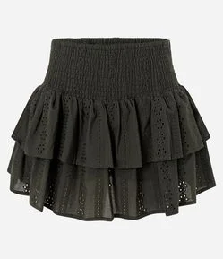 Short Saia em Laise com Babados em Camadas
