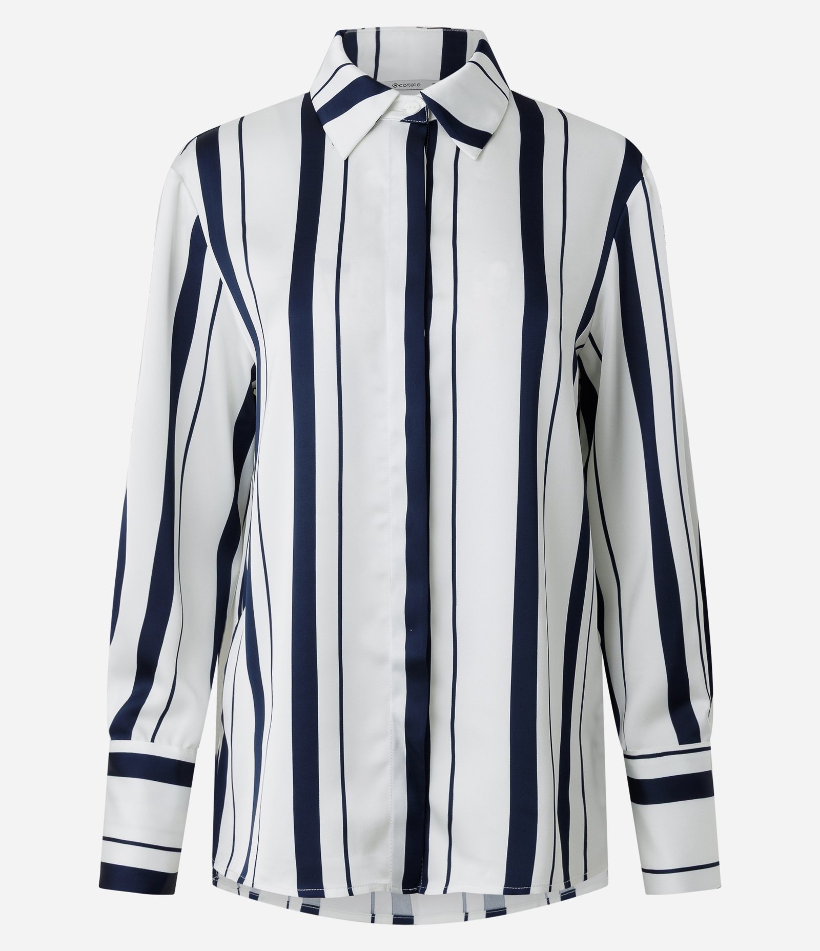Camisa em Cetim Listrada com Vista Coberta Multicores 5