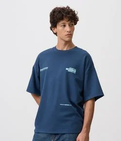 Camiseta Oversized em Malha Encorpada com Lettering Session