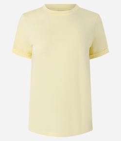 Camiseta Regular em Algodão com Manga Dobrada