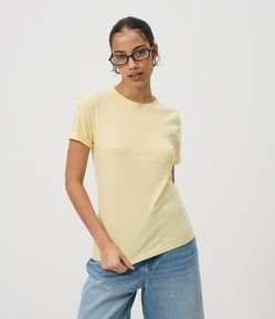 Camiseta Regular em Algodão com Manga Dobrada