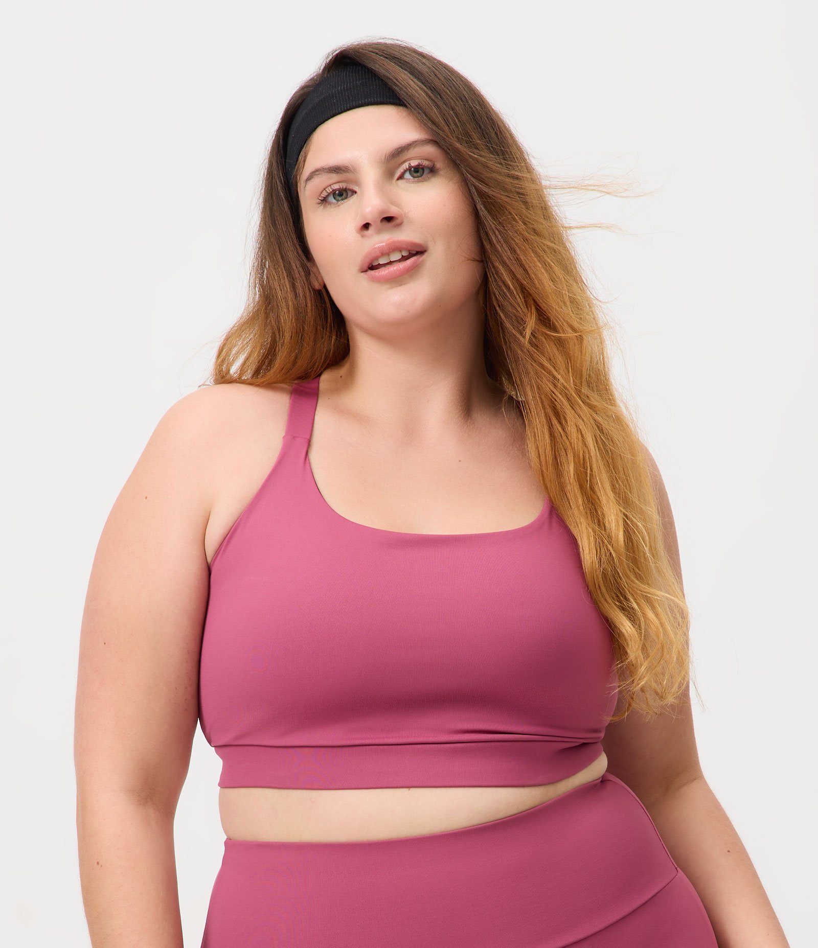 Top Sem Bojo em Poliamida com Alças Cruzadas Curve & Plus Size Roxo 2