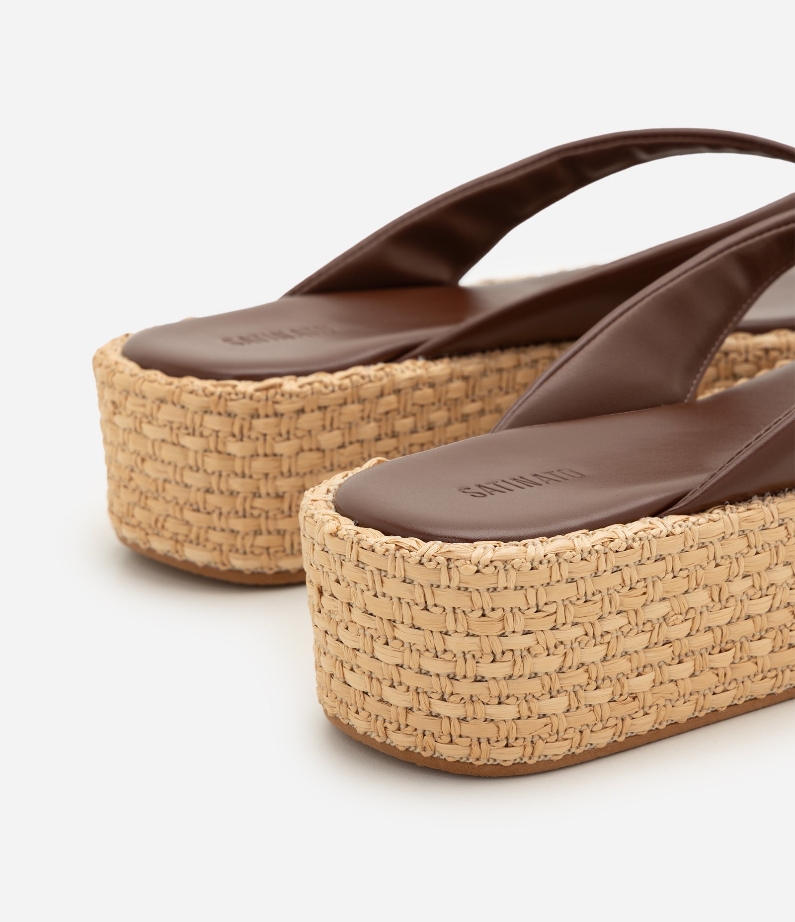 Sandália Flatform de Dedo em PU com Salto Marrom 4