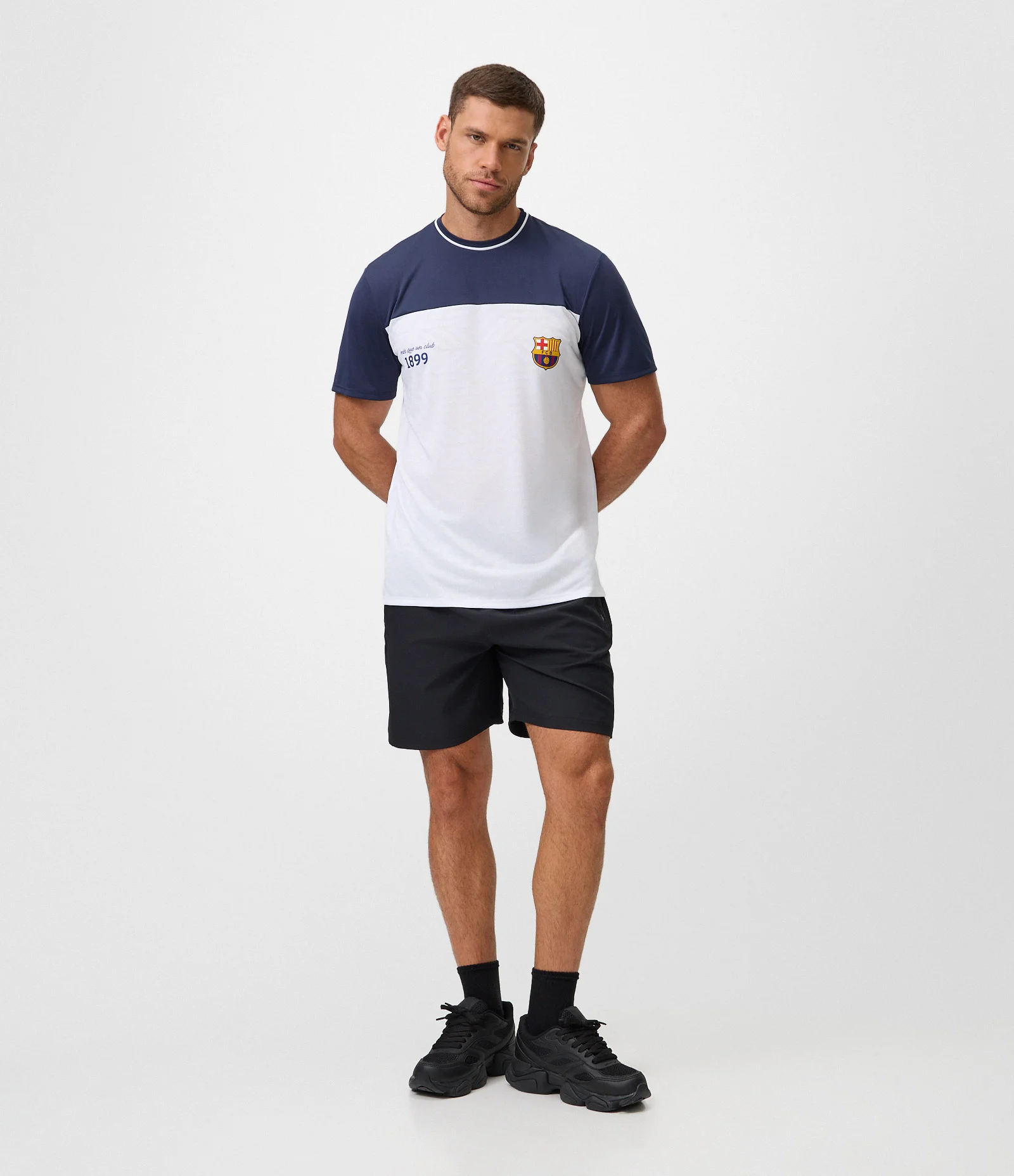 Camiseta Barcelona com Recorte no Peito Branco 2