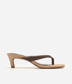 Sandália Mule de Dedo em PU com Salto Kitten Heel