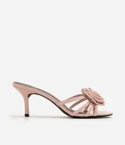 Sandália Mule em PU com Flor 3D