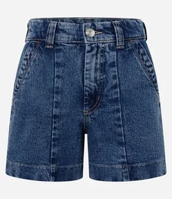 Short Regular em Jeans com Pences Frontais e Cintura Alta
