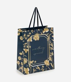 Embalagem de Presente Médio com Lettering Centralizado e Estampa Floral