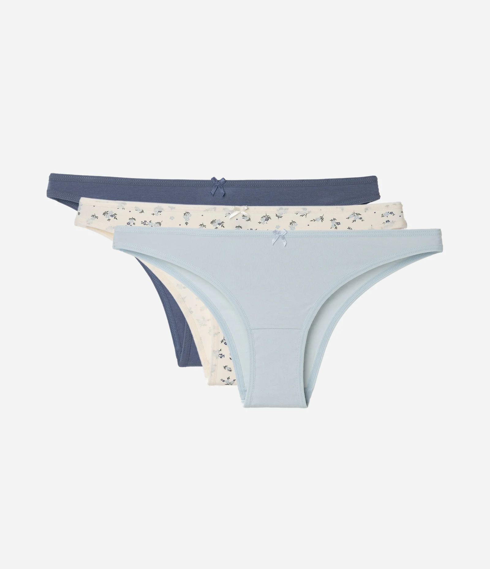 Kit 03 Calcinhas Biquíni em Algodão Azul 1