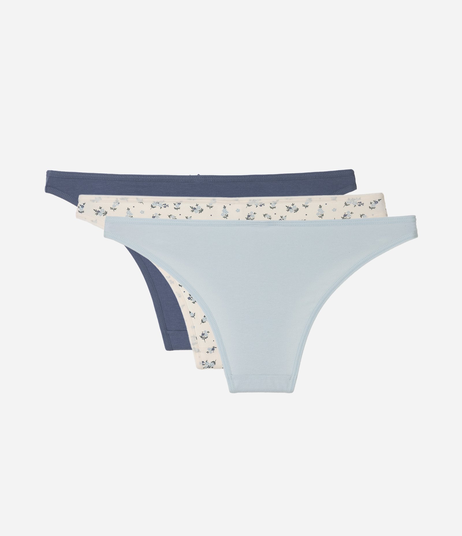Kit 03 Calcinhas Biquíni em Algodão Azul 2