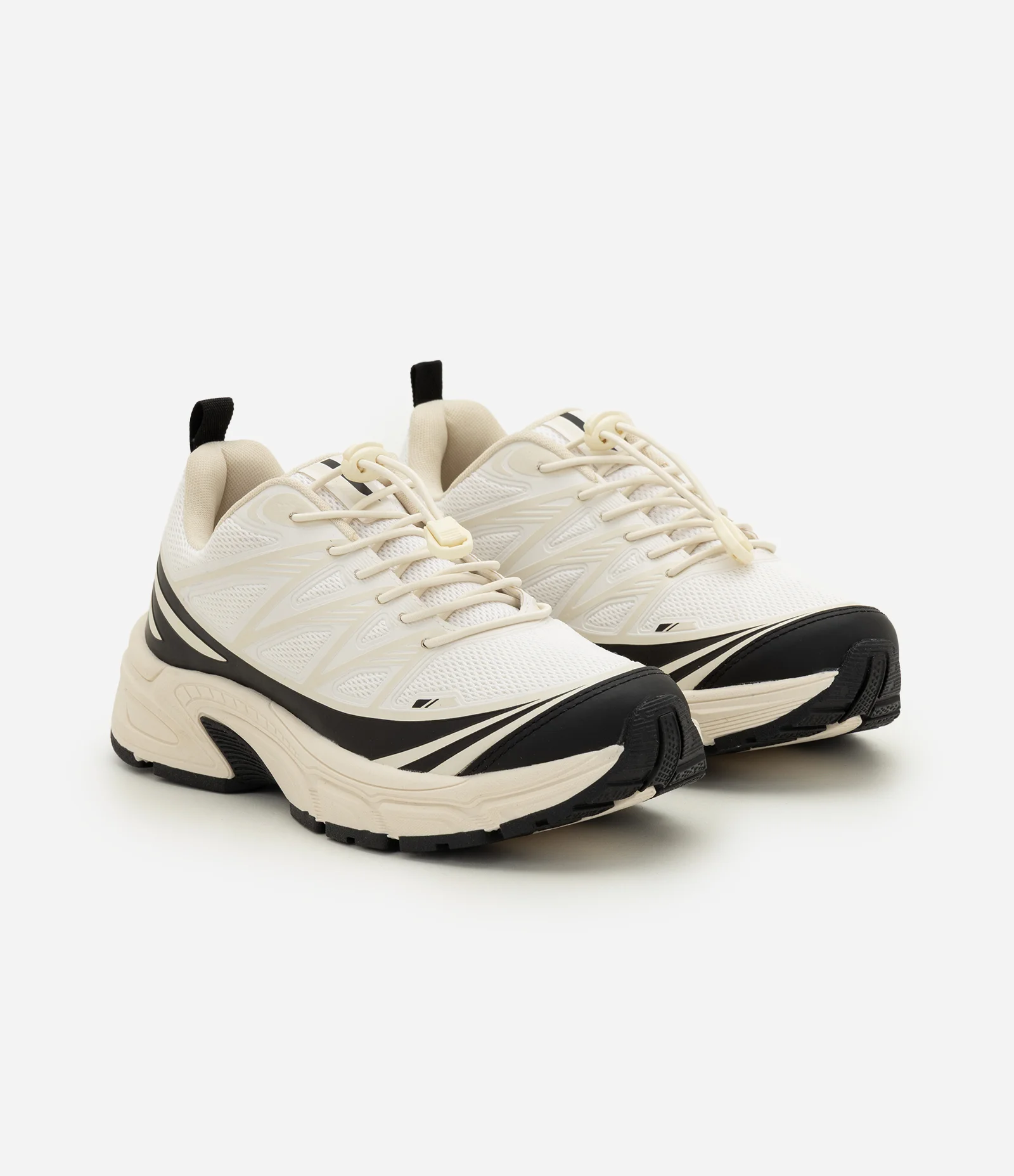 Tênis Jogging Esportivo com Atacador Elástico Off White 2