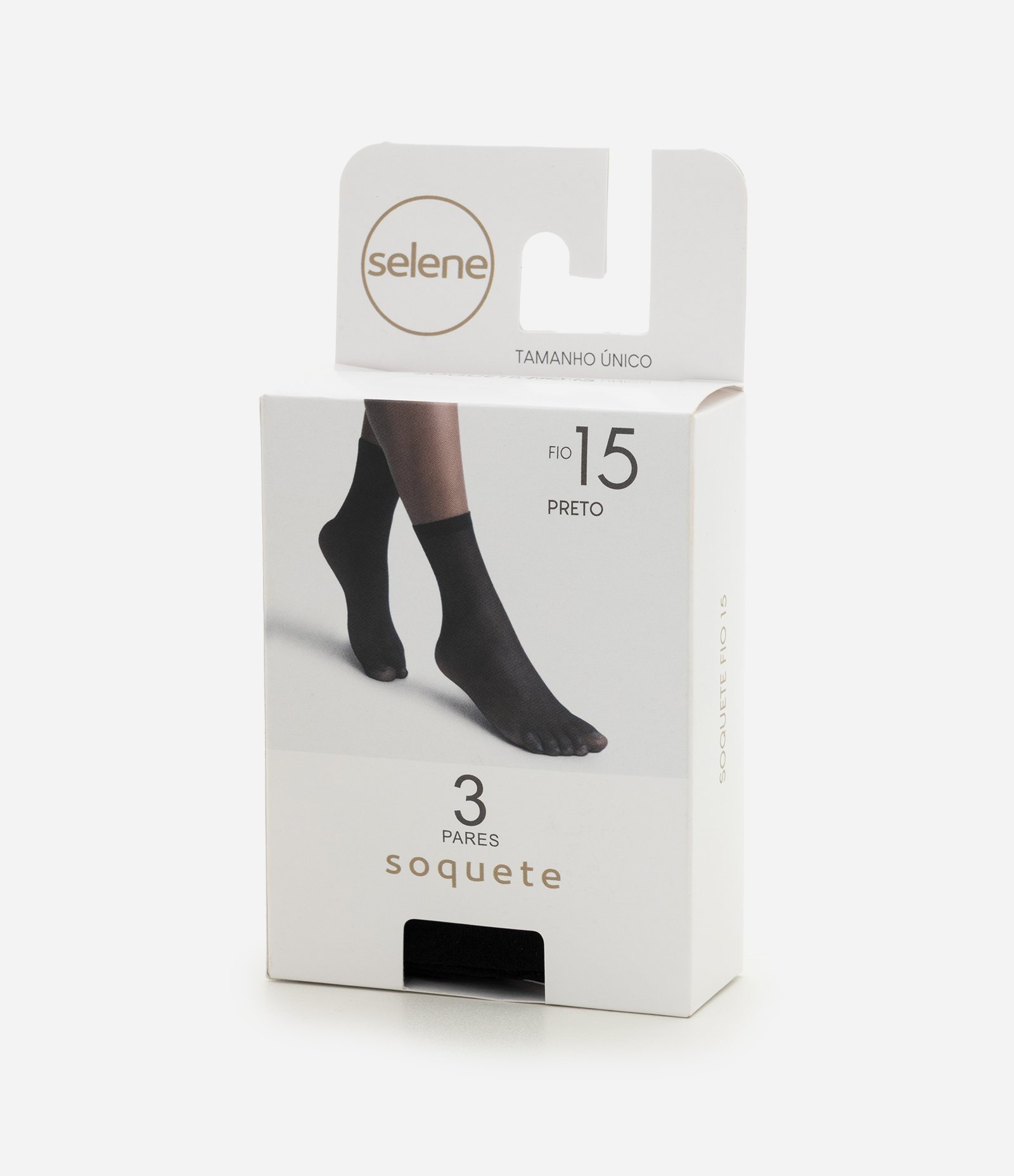 Kit 03 Pares Meias Cano Baixo Fio 15 Selene Preto 2