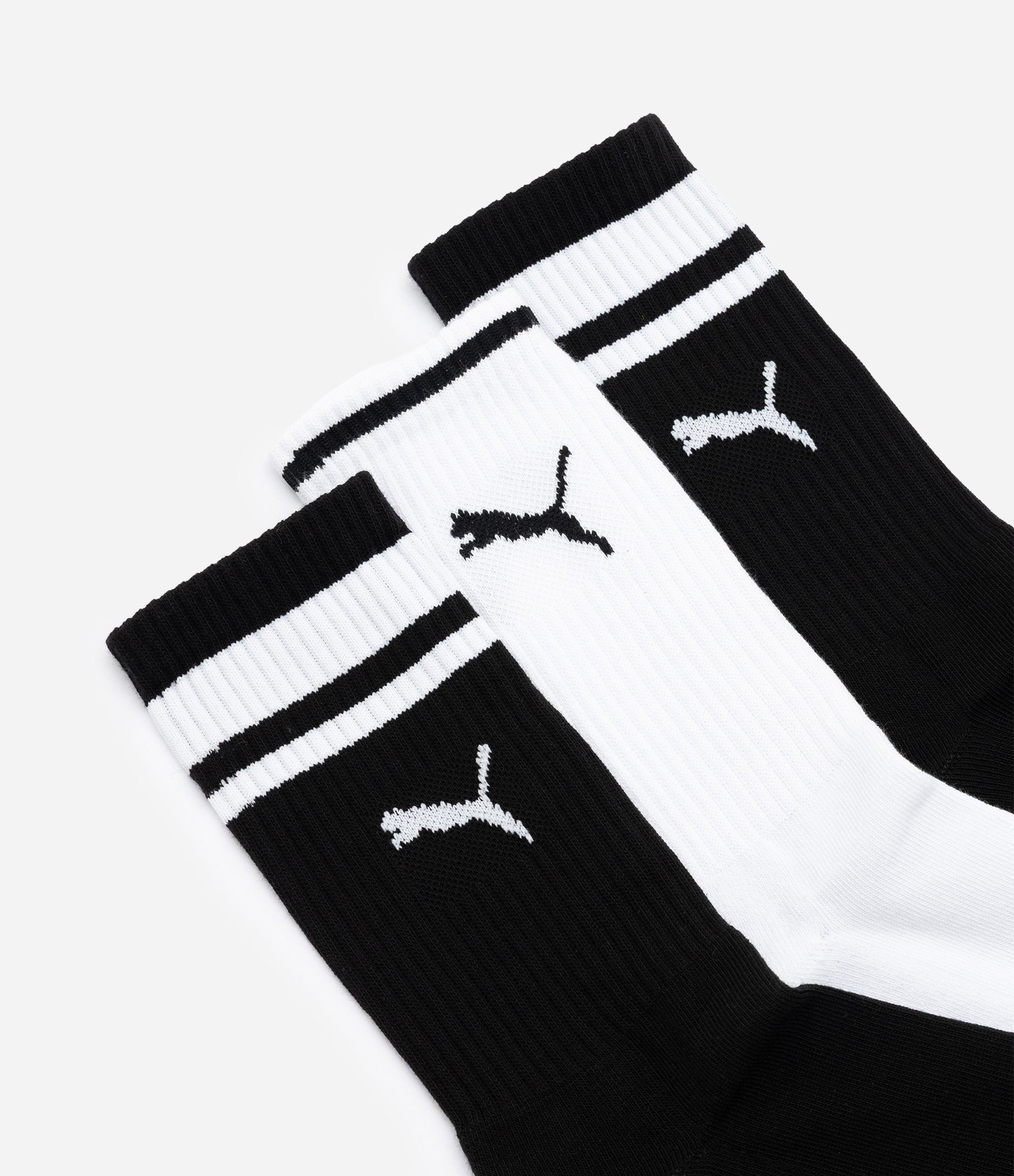 Kit 03 Meias Cano Alto em Algodão com Estampa Puma Preto/Branco 4