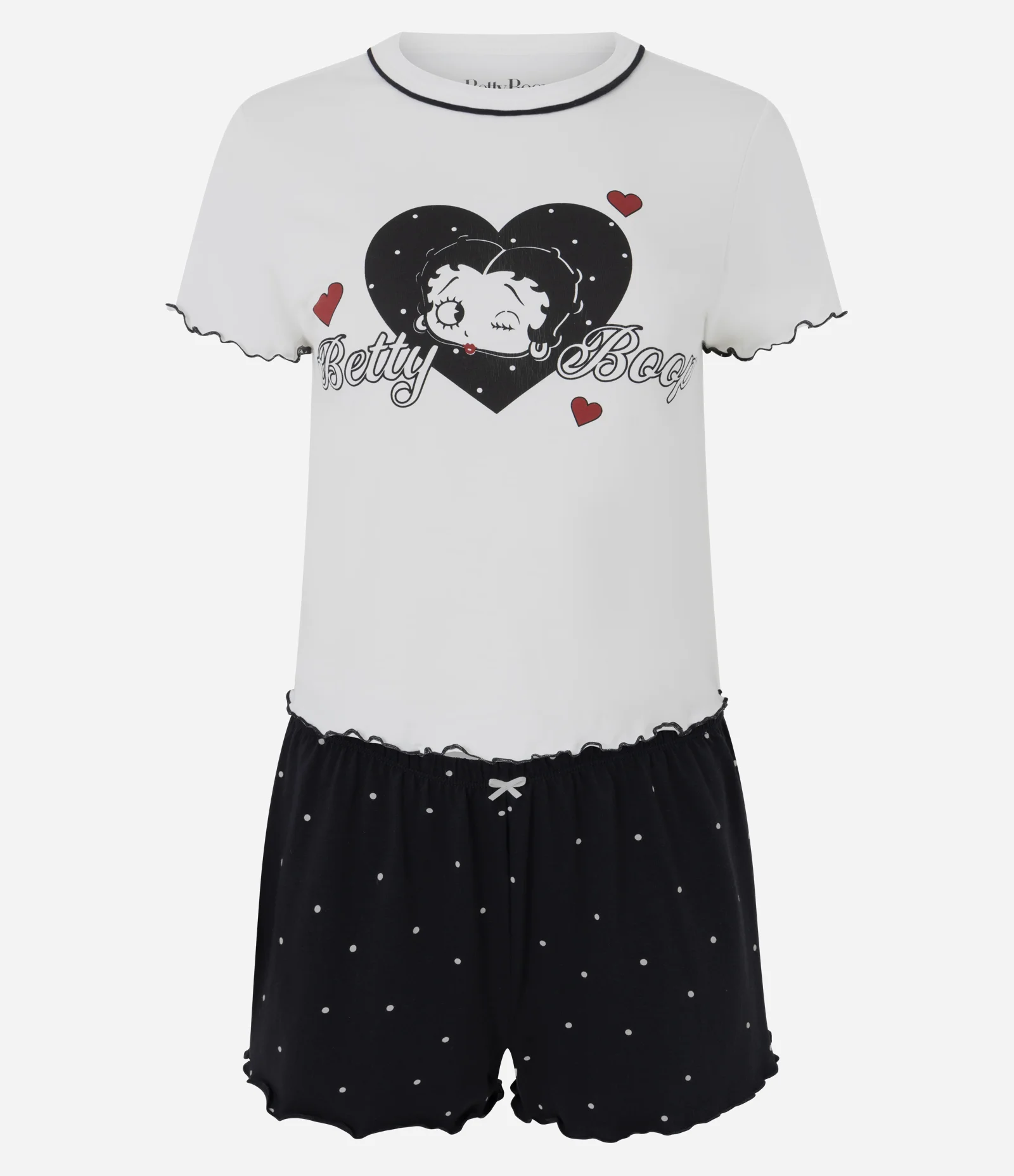 Pijama Curto em Algodão com Estampa Betty Boop Branco 1