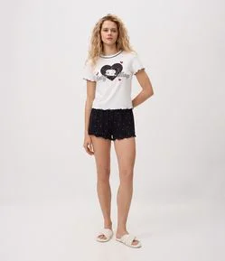 Pijama Curto em Algodão com Estampa Betty Boop