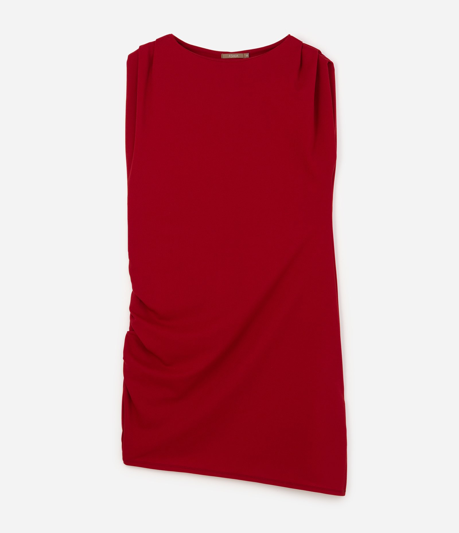 Vestido Curto em Crepe com Franzido e Barra Assimétrica Curve & Plus Size Vermelho 5