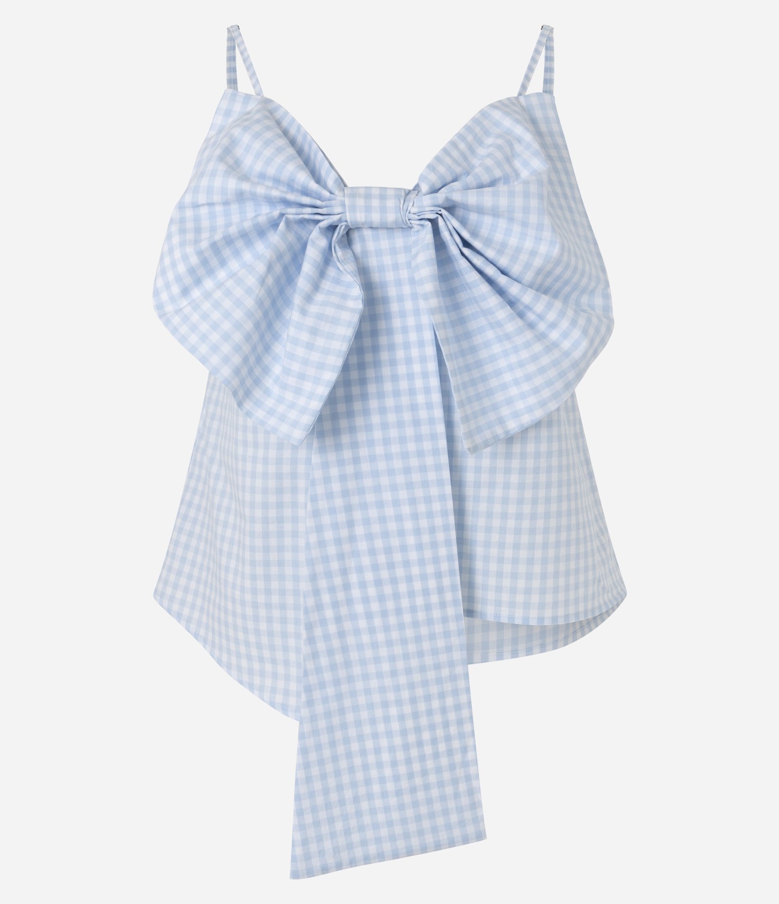 Blusa em Tricoline Xadrez com Laço na Frente Azul 5