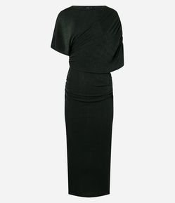 Vestido Longo com Sobreposição e Franzidos Laterais