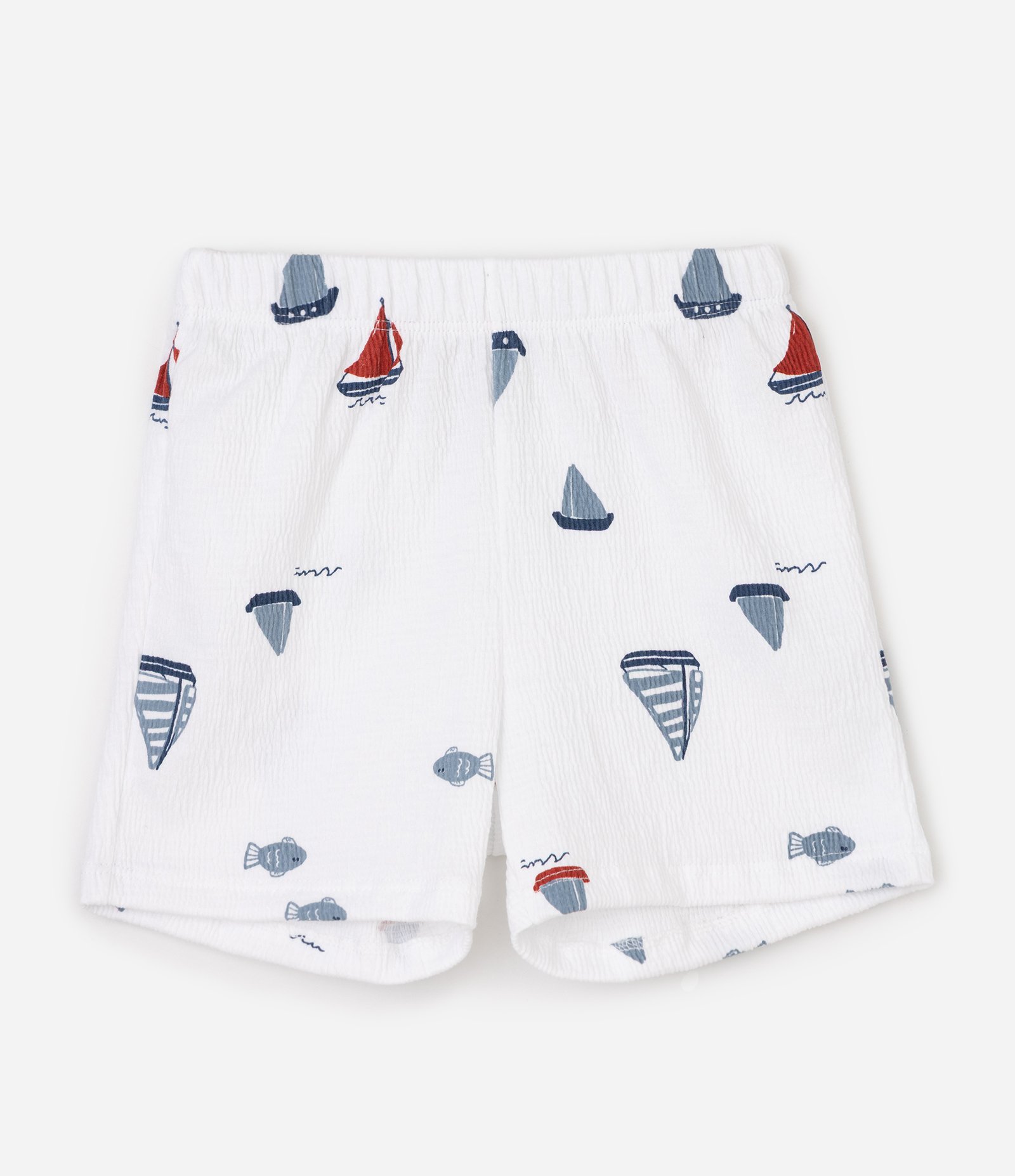 Conjunto Infantil em Algodão com Estampa de Barquinhos - Tam 1 a 6 Anos Branco 4