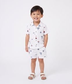 Conjunto Infantil em Algodão com Estampa de Barquinhos - Tam 1 a 6 Anos