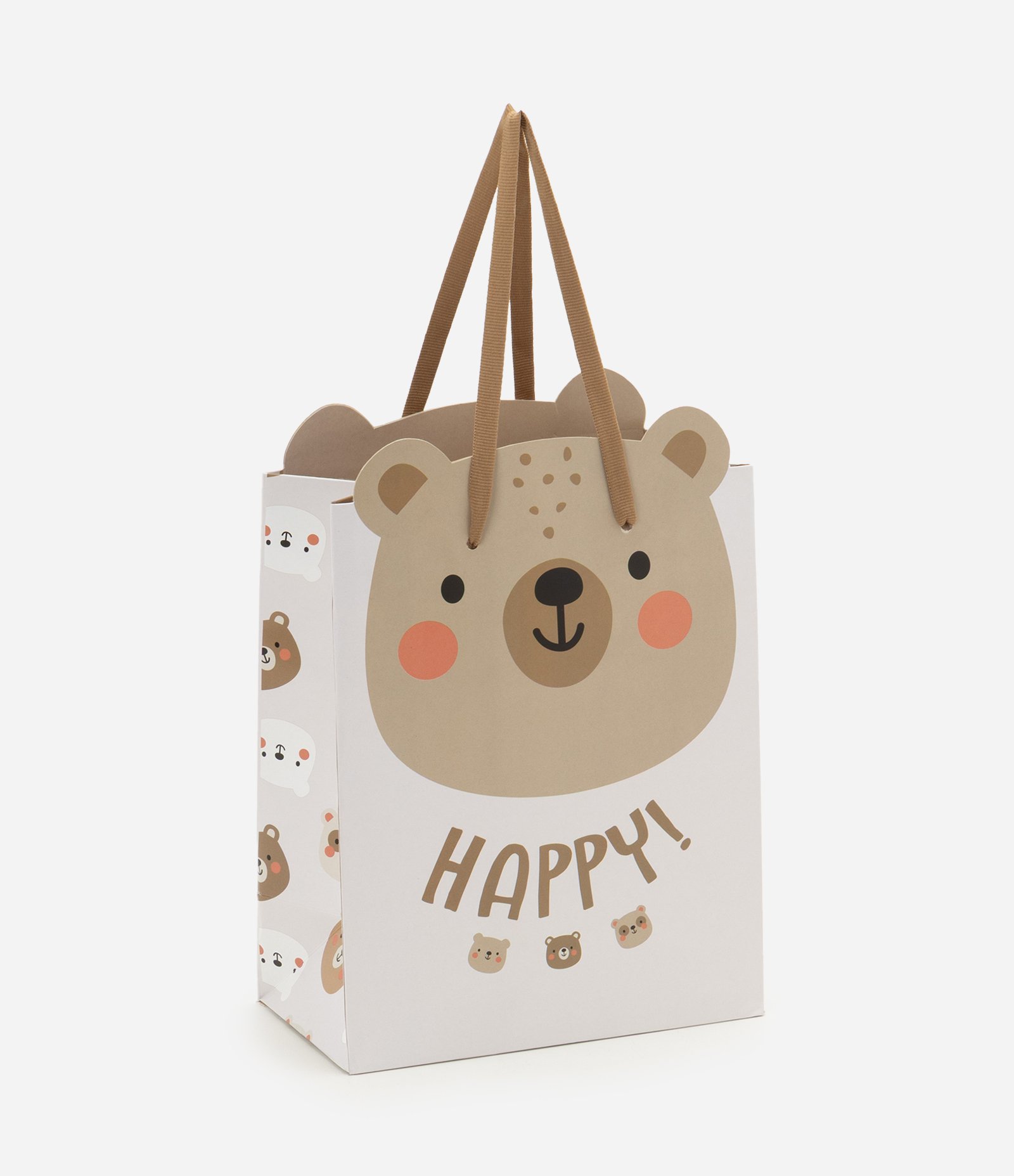 Embalagem de Presente Pequena Ursinho Feliz Bege 1