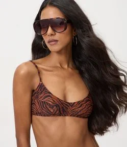 Biquíni Top Camisetinha com Estampa Animal Print