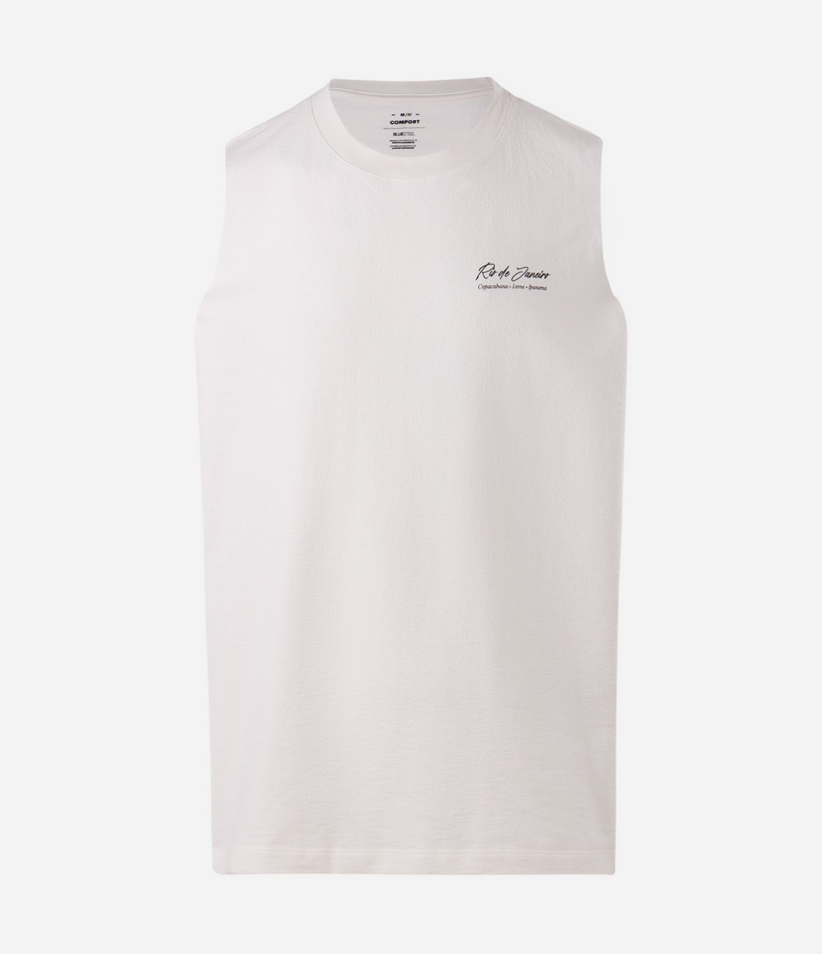 Regata Boxy em Algodão Texturizada com Lettering Rio De Janeiro Branco 1