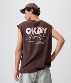 Regata Boxy em Algodão com Lettering Okay