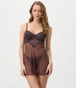 Camisola Sem Bojo em Renda com Alças