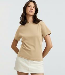 Blusa Slim Básica em Algodão Peruano com Gola Redonda