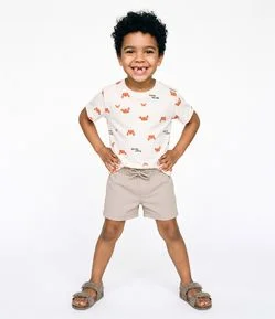 Camiseta Infantil Em Algodão Estampa Caranguejos - Tam 1 a 6 anos