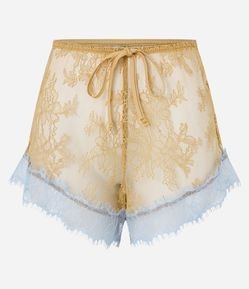 Saída de Praia Short em Renda Bicolor com Amarração